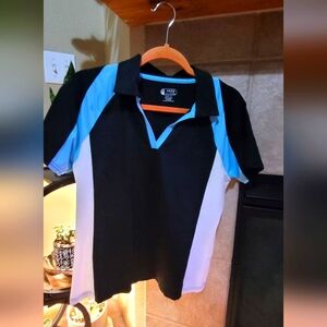 Ladies Black and Blue Golf Shirt